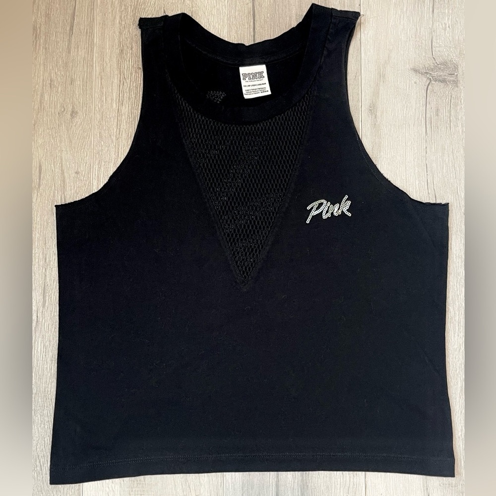 PINK Victoria's Secret Black Mesh Tank